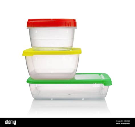 Group Of Food Plastic Closed Containers Isolated On White Stock Photo
