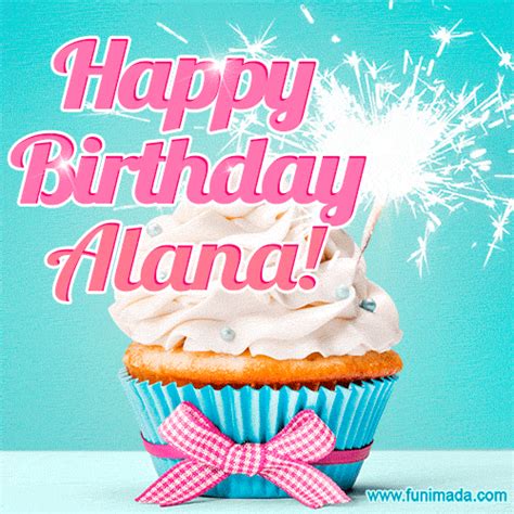 happy birthday alana elegang sparkling cupcake image