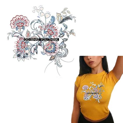 New Design Iron On Transfers For Clothing Flower Patches Women T Shirt