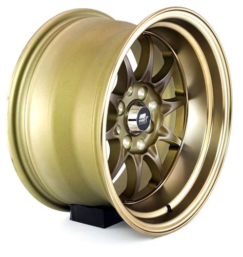 MST MT11 Wheels (15x8 4x100/4x114.3 +0 Offset) Satin Bronze w/ Bronze ...