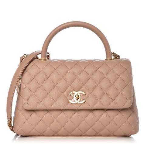 Chanel Caviar Quilted Small Coco Handle Flap Light Beige 275009
