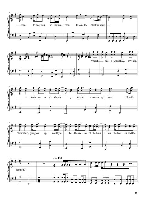 Welcome To The Black Parade Piano Sheet Music