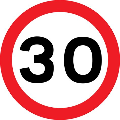 Maximum Speed 30 Road Sign Road Traffic Regulatory Prohibition We