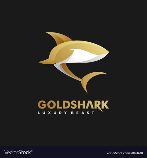 Logo Golden Shark Gradient Colorful Style Vector Image
