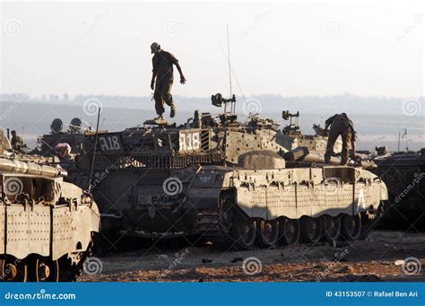 Israeli Tanks Near Gaza Strip Editorial Photography Image Of Fired Field 43153507