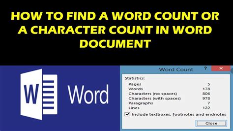 How To Find A Word Count Or A Character Count In Word Document Youtube