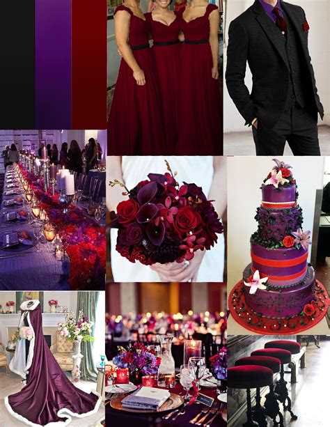 Dark Charcoal Deep Red Dark Purple Wedding Colors Red Purple
