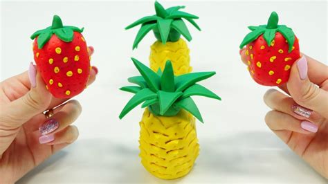 Diy Play Doh Fruit Pineapple And Strawberry Youtube