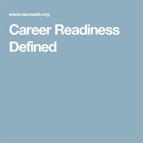 Career Readiness Defined Career Readiness Career Career Development