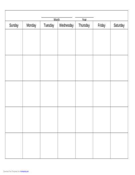 Blank Calendar Template Free Download