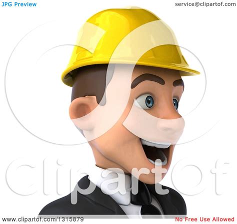 Clipart Of A 3d Avatar Of An Excited Young White Male Architect Wearing