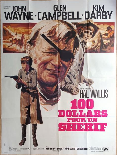 Affiche cinéma western 100 DOLLARS POUR UN SHERIF John Wayne 120 x