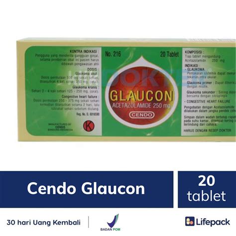 Cendo Glaucon 20 Tablet Obat Untuk Mengobati Glaukoma Primer Dan