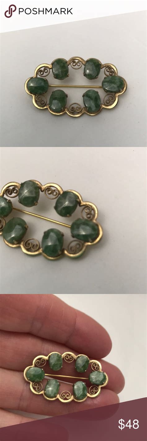 Gorgeous Vintage Jade Brooch Vintage Brooch Jewelry Vintage Jewelry