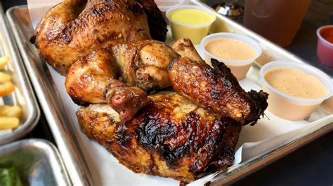 The Chicken At Brasa Is Roasted In A Charcoal Fired Rotisserie For The