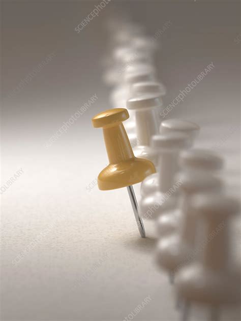 Yellow Push Pin Standing Out From The Crowd Stock Image F0171883
