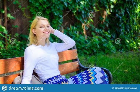 You Deserve Break For Relax Ways To Give Yourself Break And Enjoy Leisure Girl Sit Bench