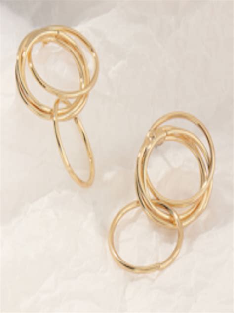 Buy Urbanic Women Gold Toned Circular Drop Earrings Earrings For