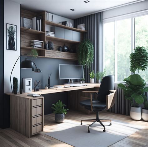 Premium Ai Image 3d Render Of Interior Modern Living Room Workspace