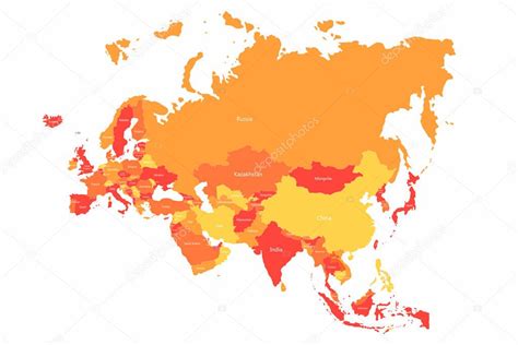 Vector Eurasia Mapa Con Las Fronteras De Los Países Resumen Rojo Y