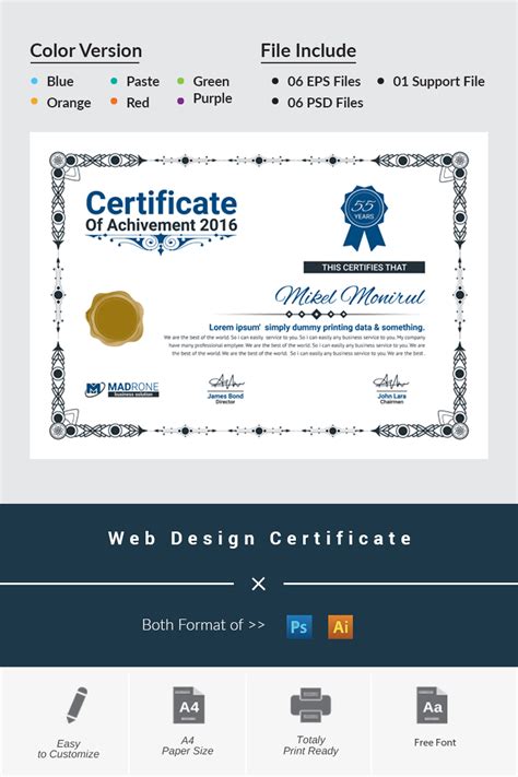 web design certificate template