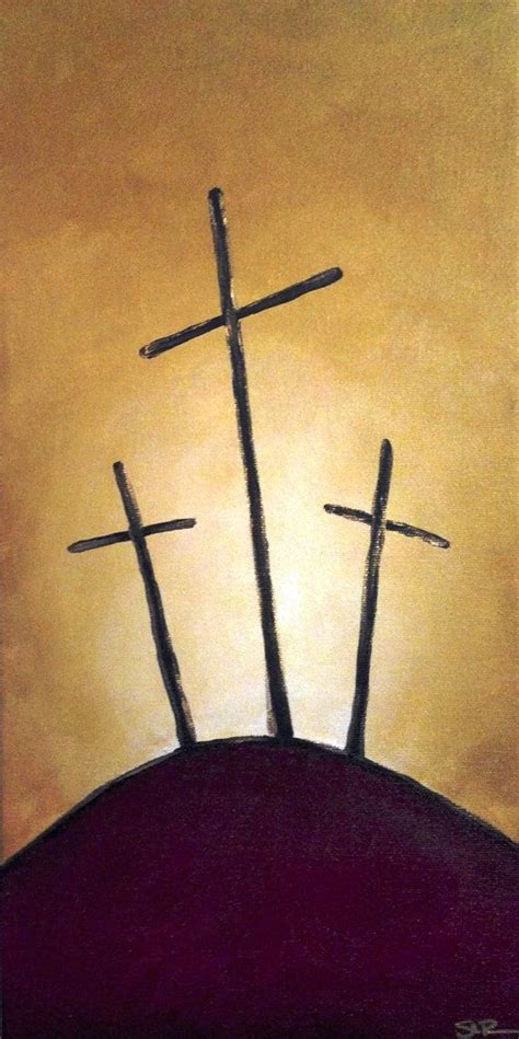 3 Cross On A Hill Cross Paintings Christian Paintings Cross Art