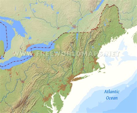 Physical Map Of Northeast Us