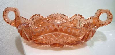 Rare Imperial Pink Nucut Glass Part Relish Dish Rose Marie