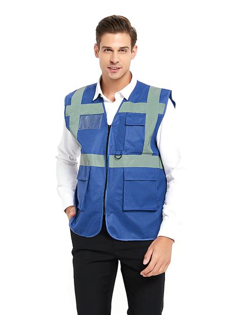 All solid, all mesh color: GOGO 5 Pockets High Visibility Safety Vest with Reflective ...