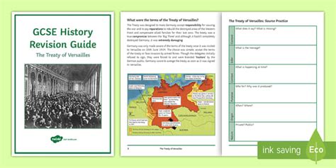 Gcse History Treaty Of Versailles Revision Guide Twinkl
