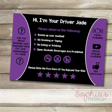 Personalized Printable Uber Sign Personalized Printable Lyft Etsy