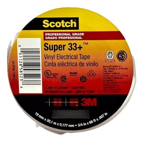 Cinta Aisladora 3m Super 33 19mm X 20 Mts Pack 5 Unidades