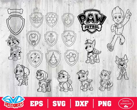 Paw Patrol Svg Dxf Eps Png Clipart Silhouette And Cutfiles