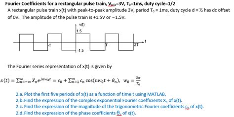 Solved Fourier Coefficients For A Rectangular Pulse Train
