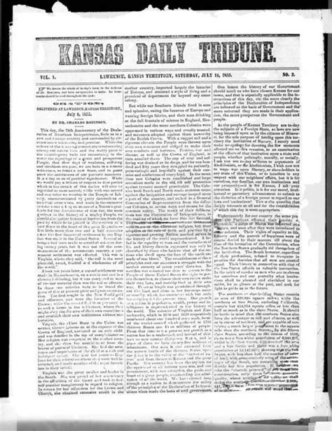Kansas Territorial Newspapers Kansas Historical Society