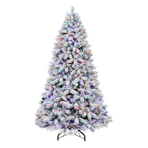 holiday living 9 ft albany pine pre lit flocked artificial christmas tree with led lights at
