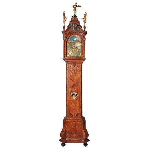 An Impressive Dutch Longcase Clock With A Burr Walnut Veneered Oak Case