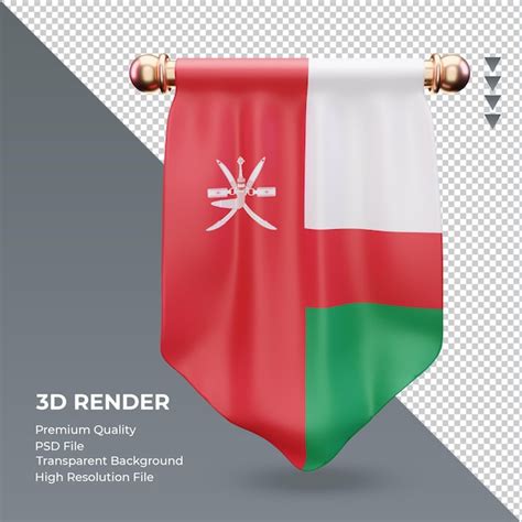 Premium Psd 3d Pennant Oman Flag Rendering Front View