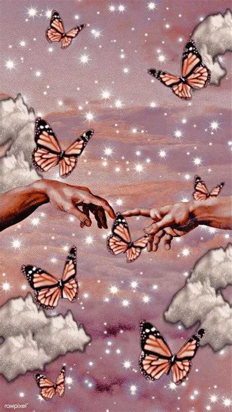 Aesthetic Butterfly Cloud Sparkle Wallpaper In 2021