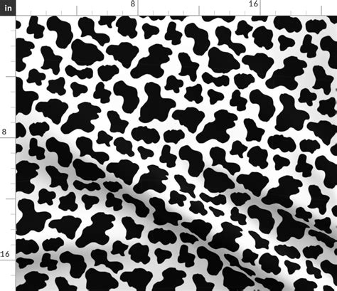 Small Cow Print Fabric Black And White Fabric Spoonflower