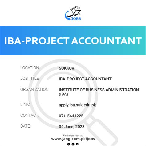 Iba Project Accountant Job Institute Of Business Administration Iba