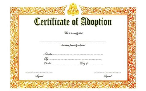 Child Adoption Certificate Template Editable 10 Best Designs Fresh