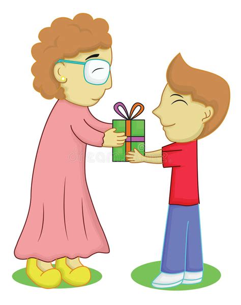 Get him a comfy recliner, a gift card to home depot, and a few bad dad jokes, and he's set for a good time. Boy Giving A Gift For Grandmother Stock Illustration ...