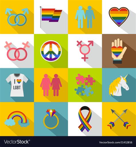 lgbt icons set flat style royalty free vector image