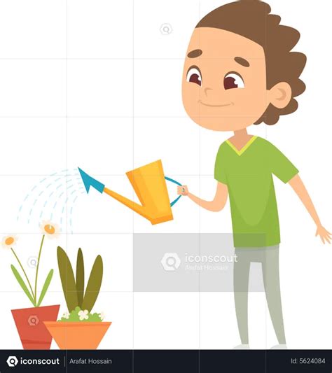 Best Boy Watering Plants Illustration Download In Png And Vector Format