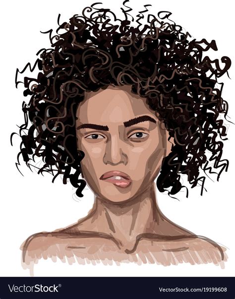 Young Woman With Curly Haired Royalty Free Vector Image