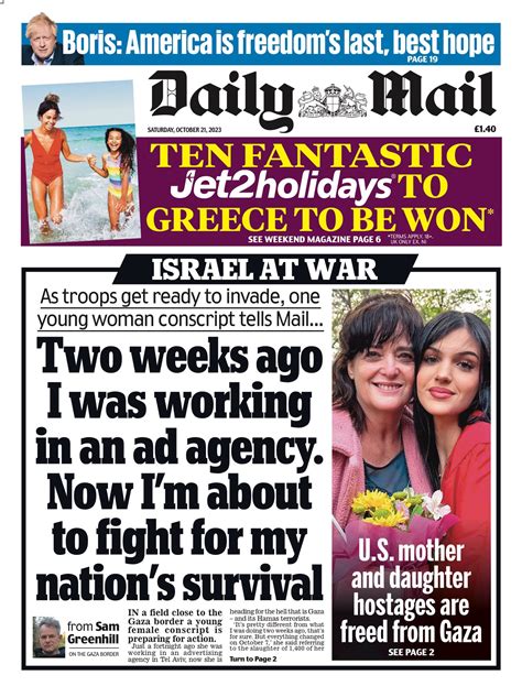 daily mail front page 21st of october 2023 tomorrow s papers today