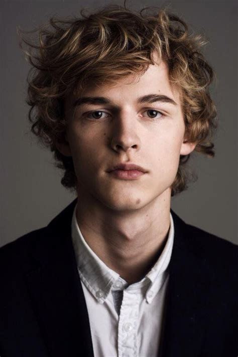 Blonde And Curly Hair Hazel Eyes Model Max Barczak Curly Hair Men