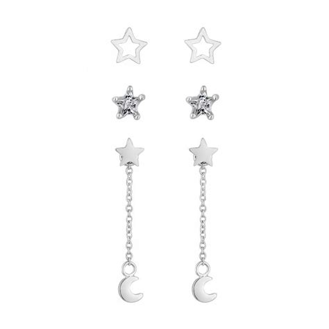 Simply Silver Sterling Silver 925 Shooting Star Drop Earrings Pack Of 3 Jewellery From Jon