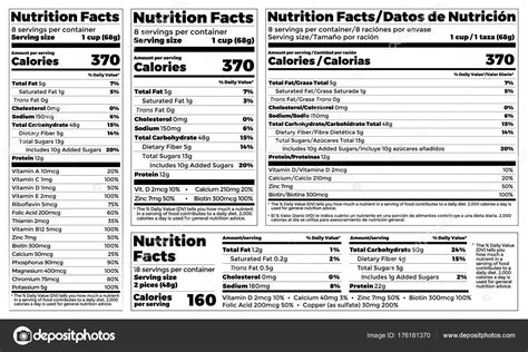 Nutrition Facts Label Design Template For Food Content Vector Serving